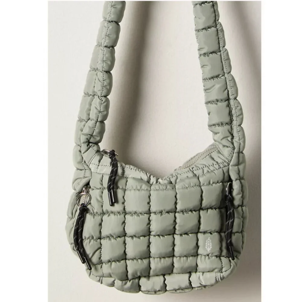 Free People Mini Carryall Sling Bag Quilted Carryall - Stone Sage - Picture 3 of 9